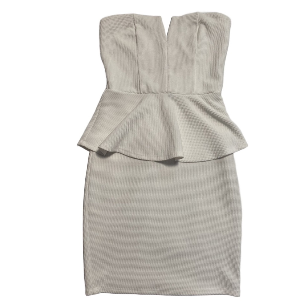 White Sleeveless Peplum Dress